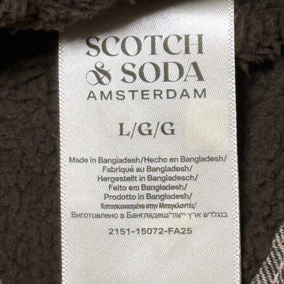 Scotch & Soda Sherpa Lined Plaid Flannel Eisenhower Jacket Mocha Mens L NWT - Picture 5 of 10
